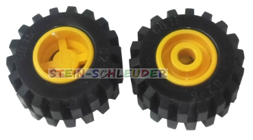 12 x Lego Rad 20 x 11 (6015x6014a) mit gelben Felgen