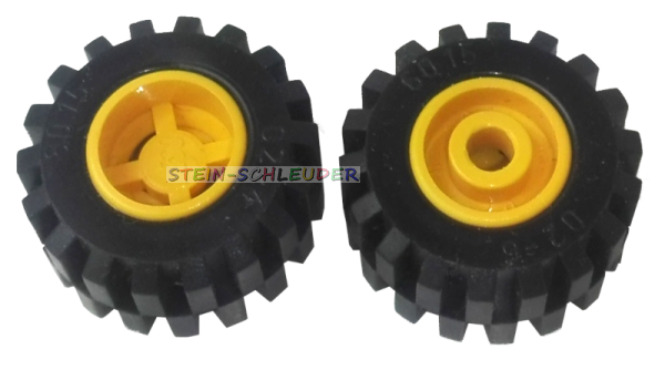 12 x Lego Rad 20 x 11 (6015x6014a) mit gelben Felgen