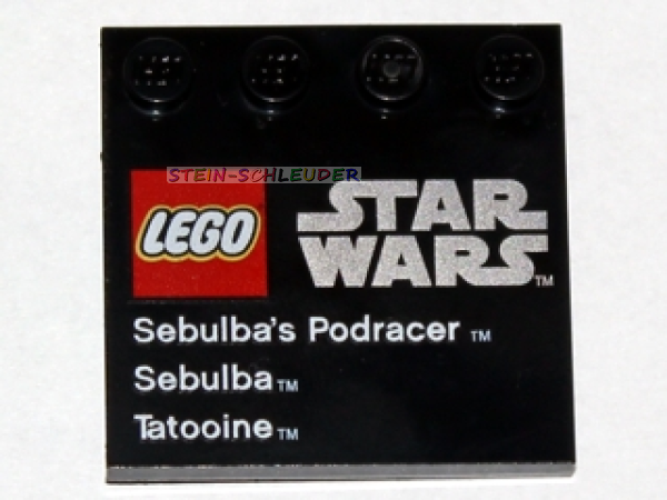 Lego Fliese 4 x 4 mit Noppenreihe Starwars bedruckt (6179pb040)