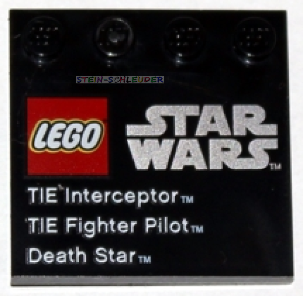 Lego Fliese 4 x 4 mit Noppenreihe Starwars bedruckt (6179pb041)