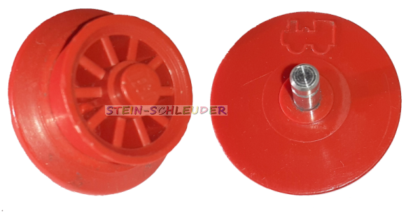 4 x Lego Eisenbahnfelge mit Metallstift für Lokomotiven in rot (x556)